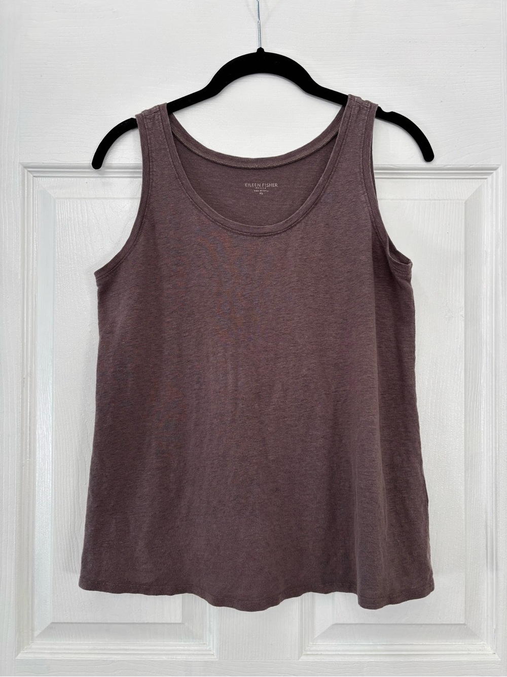 Eileen Fisher 100% Linen Sleeveless Scoop Neck Tank Top Brown Taupe